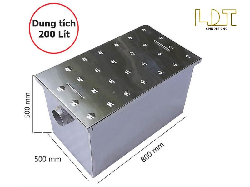 Bể tách mỡ công nghiệp inox 304 dung tích 200 lít