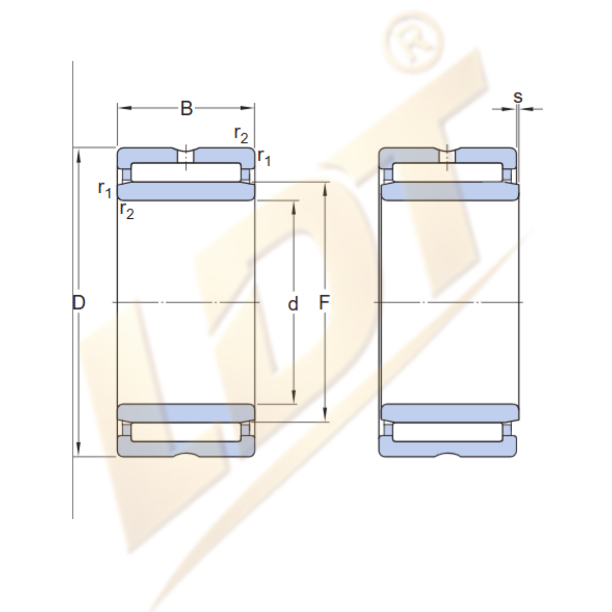 Bản vẽ Machined-ring needle roller bearings