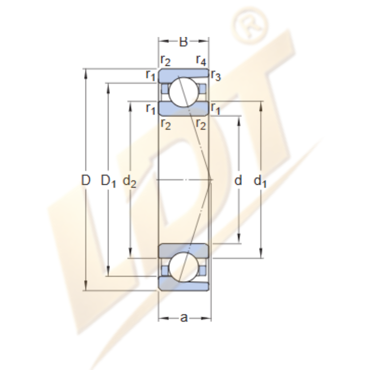 Bản vẽ Vòng bi tiếp xúc góc chính xác cao