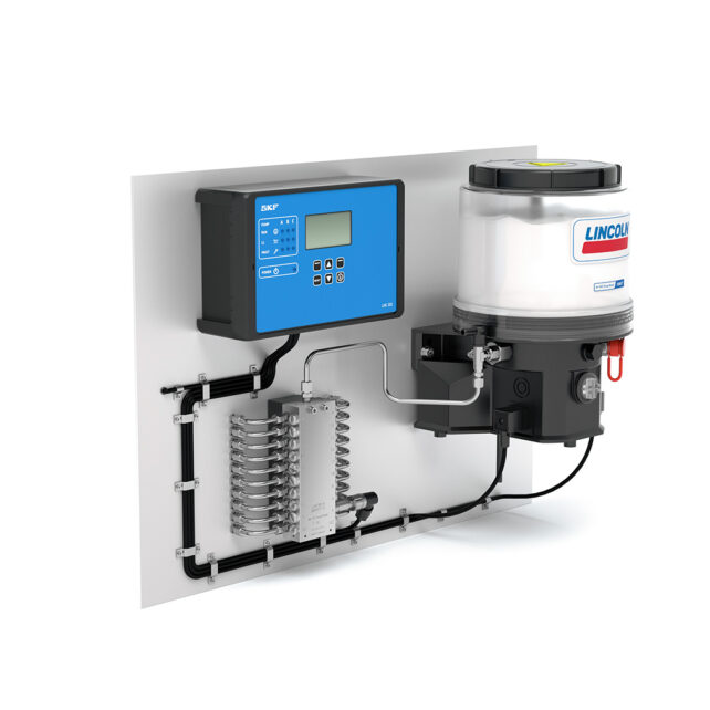 Progressive automatic lubrication system used in the beverage industry